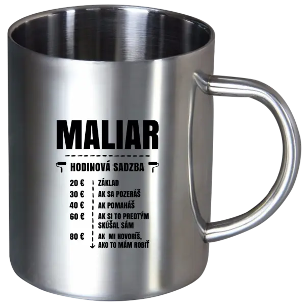 Nerezový hrnček Hodinová sadzba - maliar