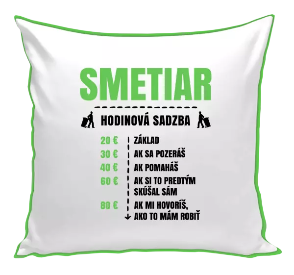 Vankúš Hodinová sadzba - smetiar