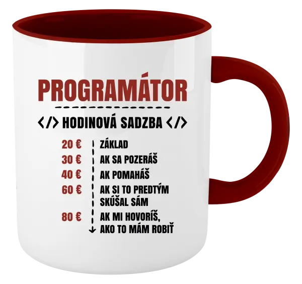 Hrnček  Hodinová sadzba - programátor