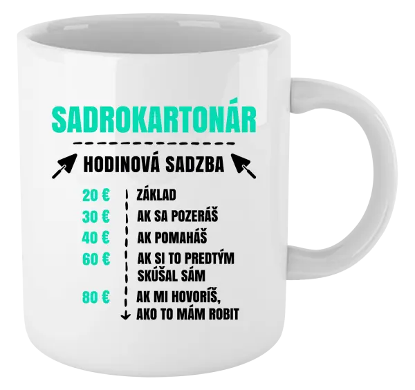 Hrnček Hodinová sadzba - sadrokartonár
