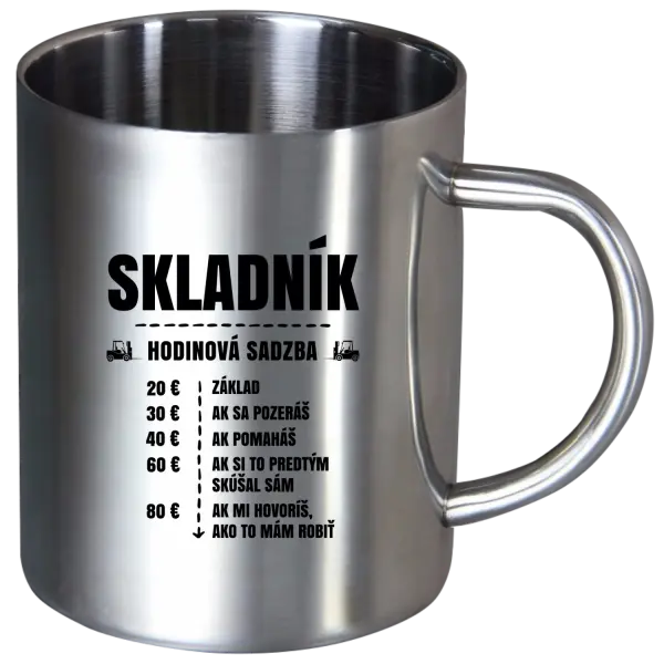 Nerezový hrnček Hodinová sadzba - skladník