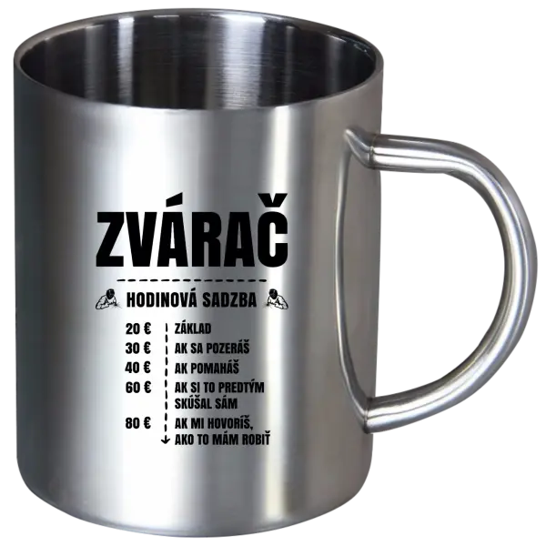 Nerezový hrnček Hodinová sadzba - zvárač
