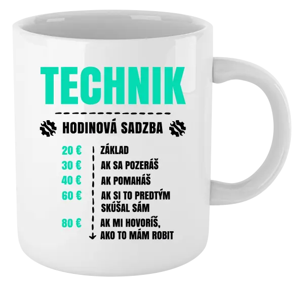 Hrnček Hodinová sadzba - technik