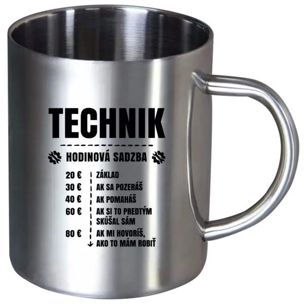 Nerezový hrnček Hodinová sadzba - technik