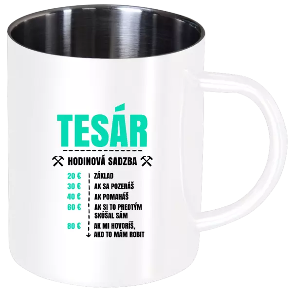 Nerezový hrnček Hodinová sadzba - tesár