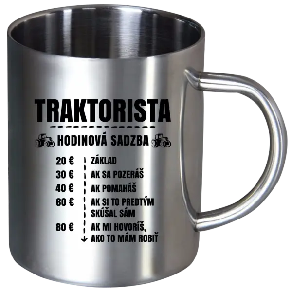 Nerezový hrnček Hodinová sadzba - traktorista