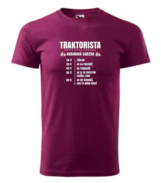 Pánske tričko Hodinová sadzba - traktorista