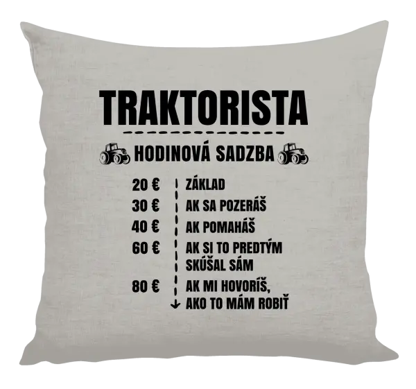 Vankúš Hodinová sadzba - traktorista