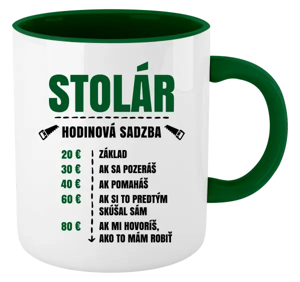Hrnček  Hodinová sadzba - stolár