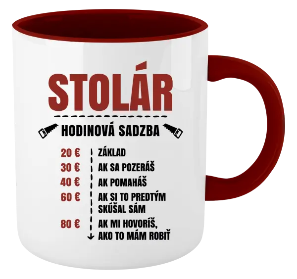 Hrnček  Hodinová sadzba - stolár