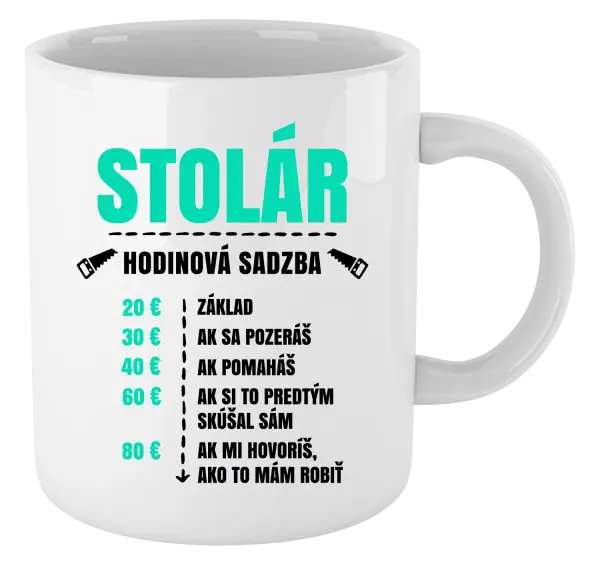 Hrnček Hodinová sadzba - stolár