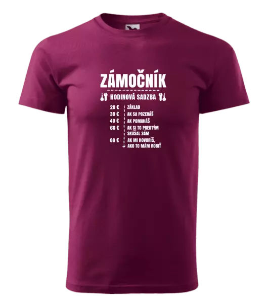 Pánske tričko Hodinová sadzba - zámočník