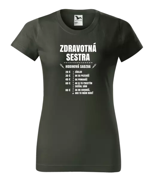 Dámske tričko Hodinová sadzba - zdravotná sestra