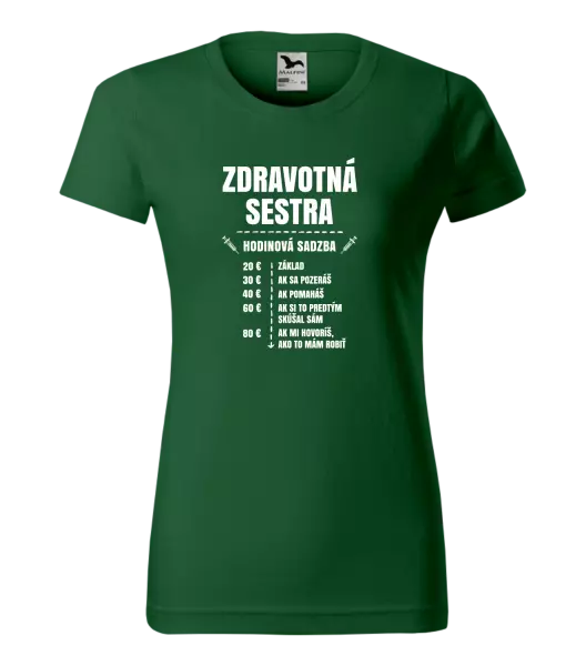 Dámske tričko Hodinová sadzba - zdravotná sestra