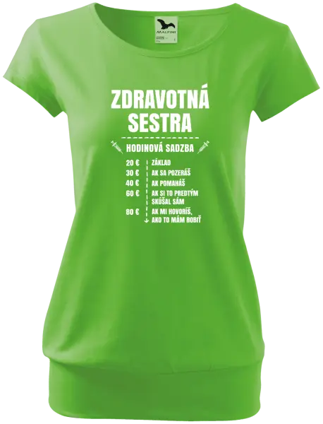 Dámske tričko Hodinová sadzba - zdravotná sestra