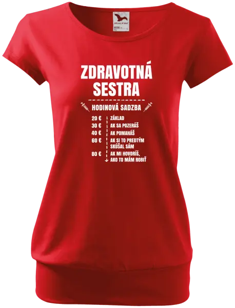 Dámske tričko Hodinová sadzba - zdravotná sestra