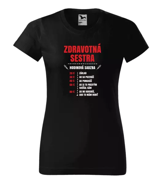 Dámske tričko Hodinová sadzba - zdravotná sestra