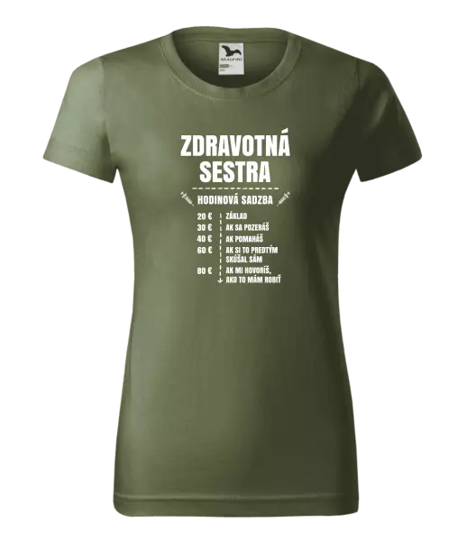 Dámske tričko Hodinová sadzba - zdravotná sestra