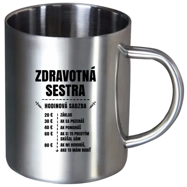 Nerezový hrnček Hodinová sadzba - zdravotná sestra