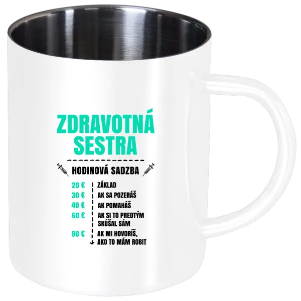 Nerezový hrnček Hodinová sadzba - zdravotná sestra