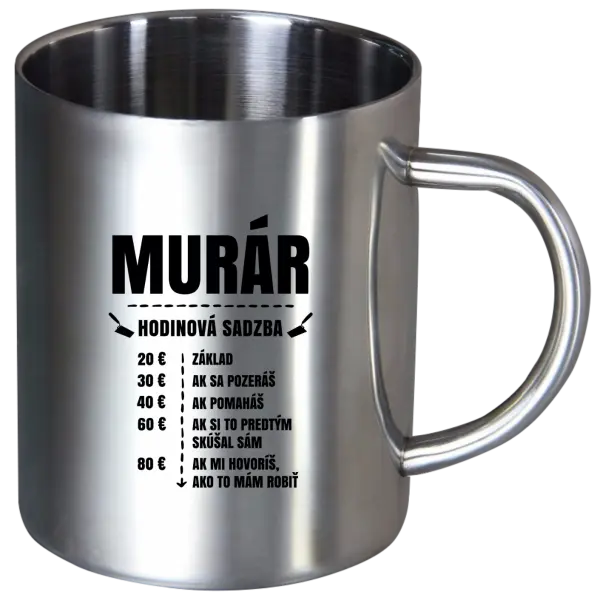 Nerezový hrnček Hodinová sadzba - murár
