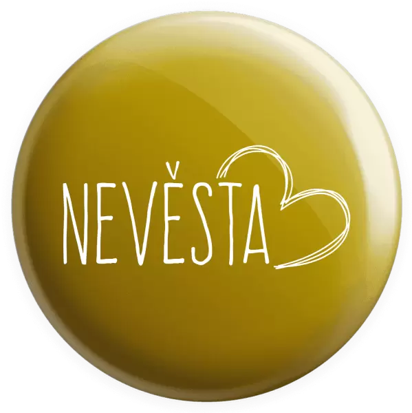 Placka Nevěsta - kreslené - srdce