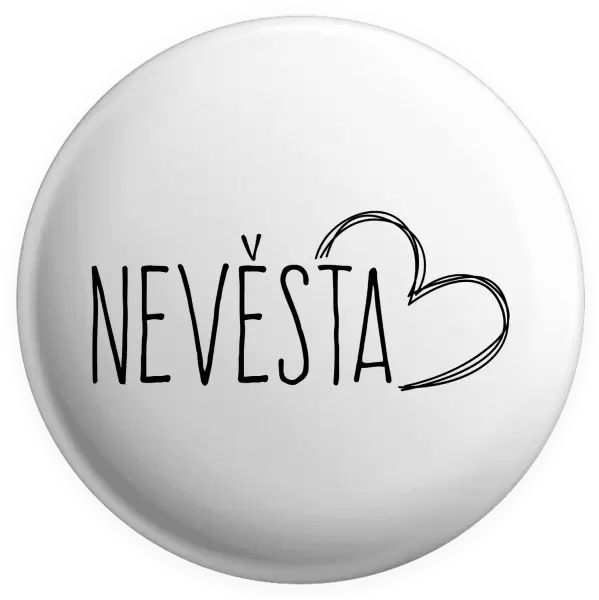 Placka Nevěsta - kreslené - srdce
