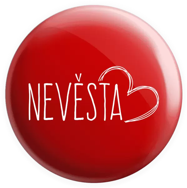 Placka Nevěsta - kreslené - srdce
