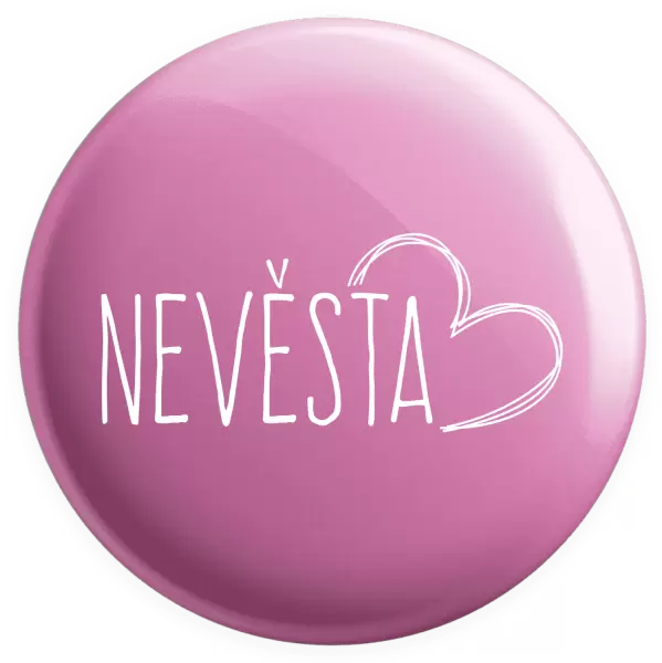 Placka Nevěsta - kreslené - srdce