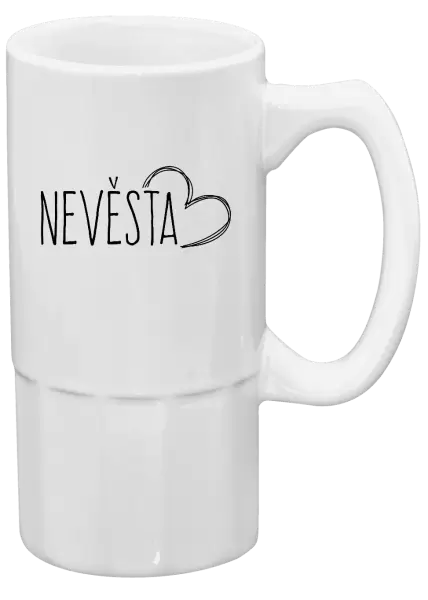 Půllitr Nevěsta - kreslené - srdce