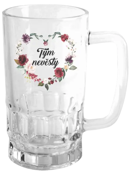 Půllitr Tým nevěsty - květinové srdce