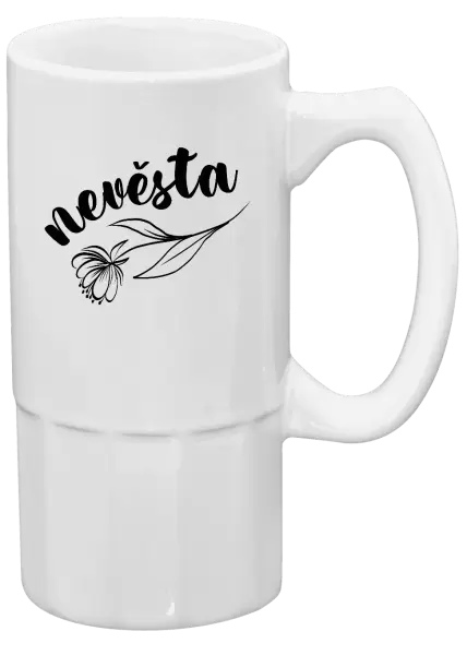 Půllitr Nevěsta - s květinou