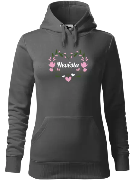 Dámská mikina Nevěsta - srdce s lístečky