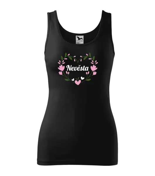 Dámské tílko Nevěsta - srdce s lístečky
