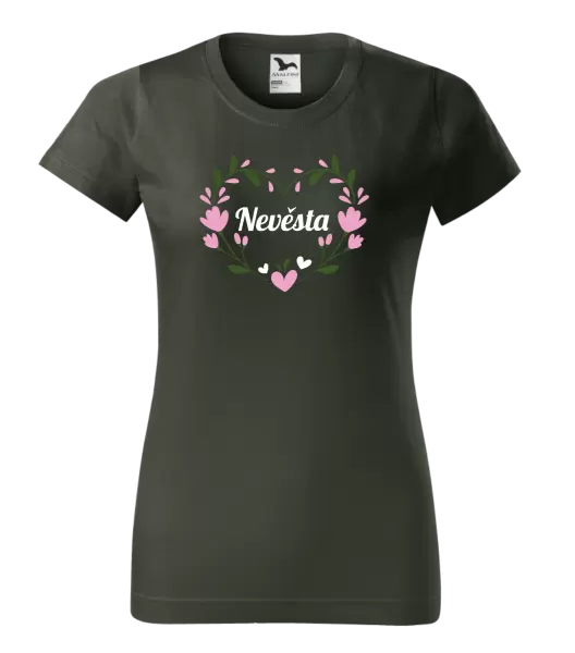 Dámské tričko Nevěsta - srdce s lístečky
