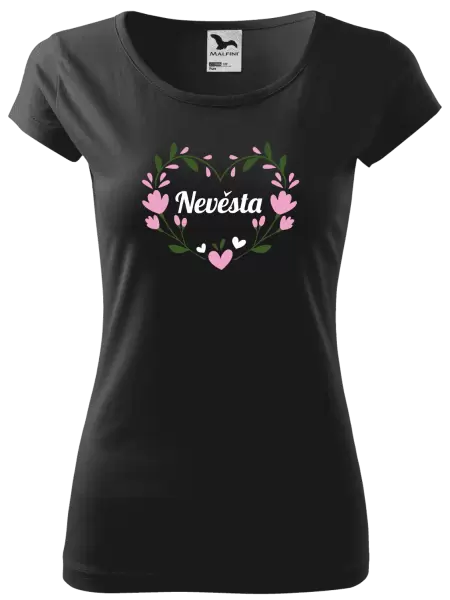 Dámské tričko Nevěsta - srdce s lístečky
