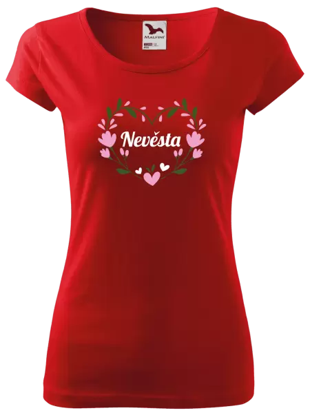 Dámské tričko Nevěsta - srdce s lístečky
