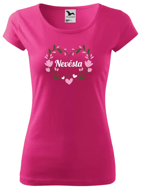 Dámské tričko Nevěsta - srdce s lístečky