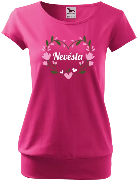 Dámské tričko Nevěsta - srdce s lístečky
