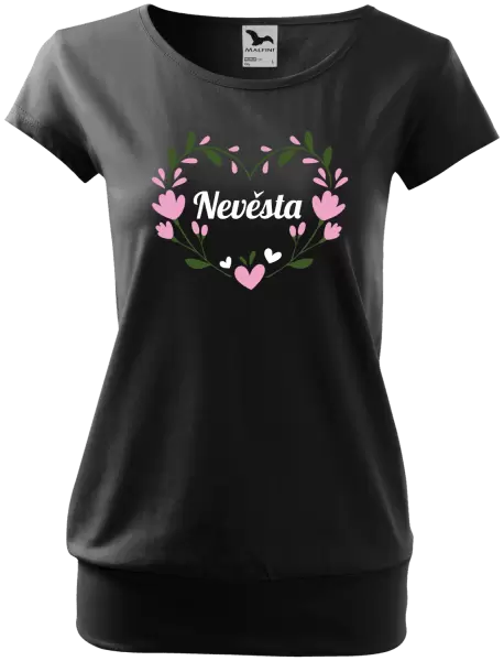 Dámské tričko Nevěsta - srdce s lístečky