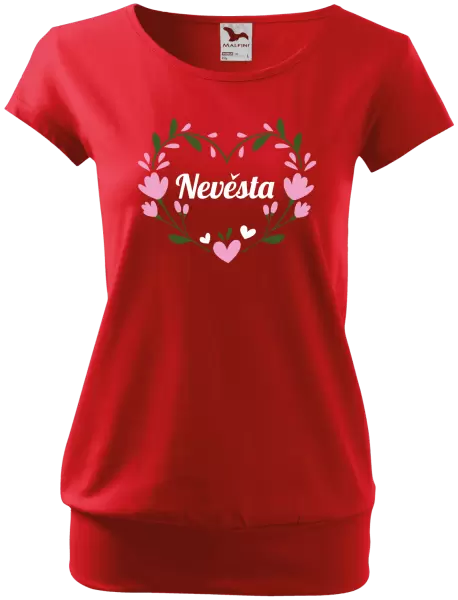 Dámské tričko Nevěsta - srdce s lístečky