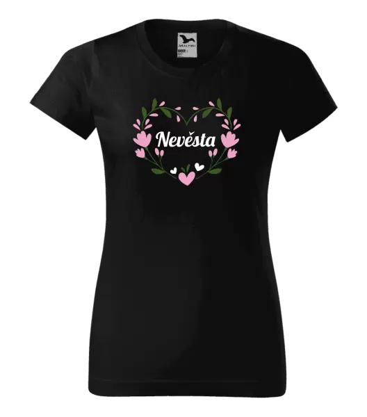 Dámské tričko Nevěsta - srdce s lístečky