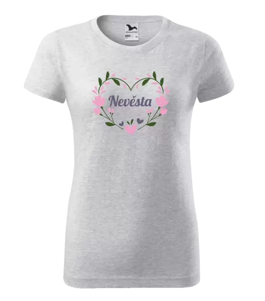 Dámské tričko Nevěsta - srdce s lístečky