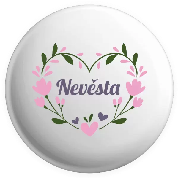Placka Nevěsta - srdce s lístečky