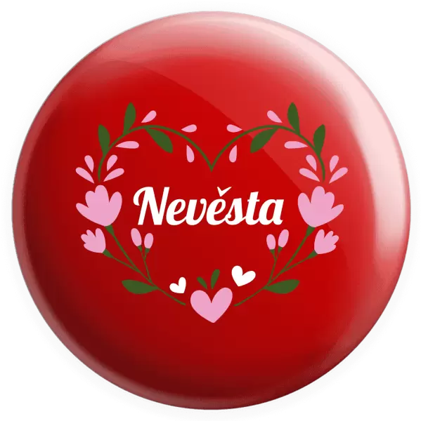 Placka Nevěsta - srdce s lístečky