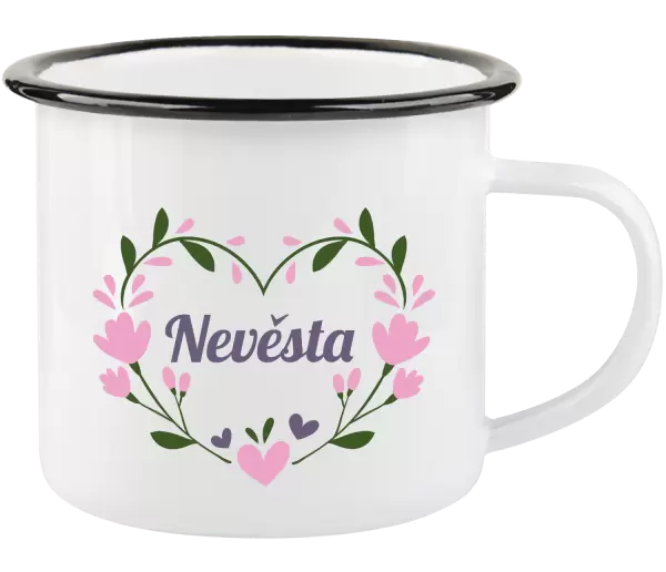 Plecháček Nevěsta - srdce s lístečky