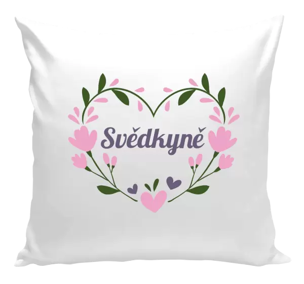 Polštář Svědkyně - srdce s lístečky