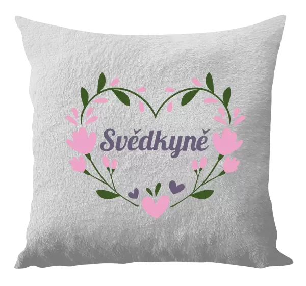 Polštář Svědkyně - srdce s lístečky