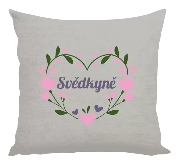 Polštář Svědkyně - srdce s lístečky