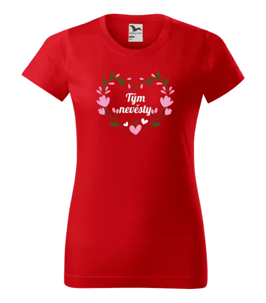Dámské tričko Tým nevěsty - srdce s lístečky